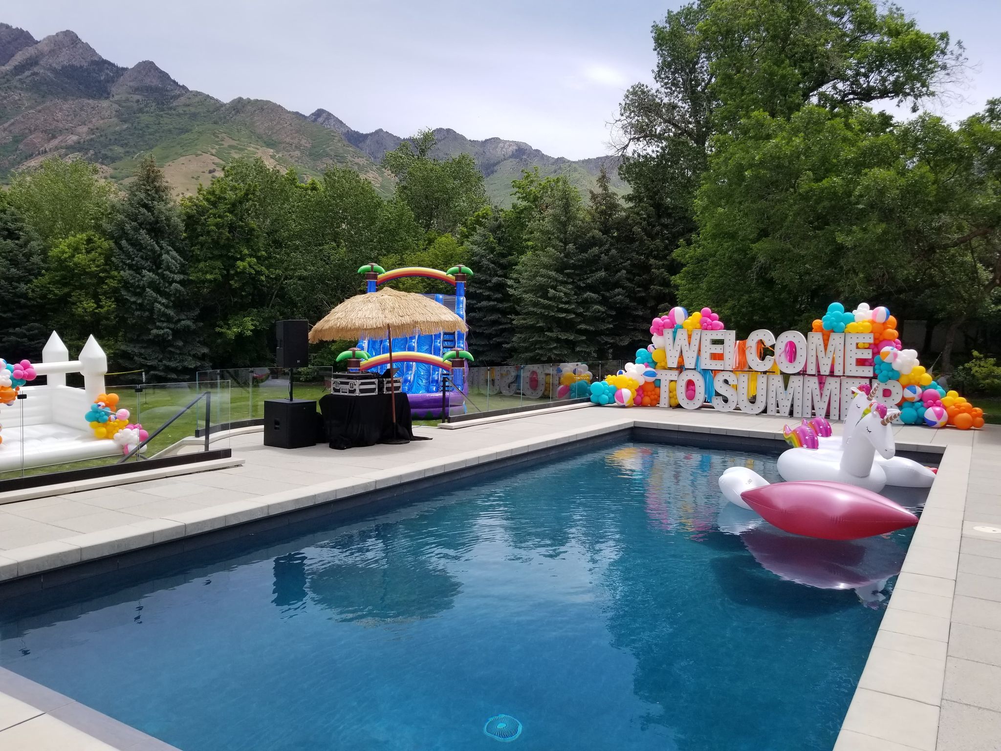 summer pool party utah bouncy house